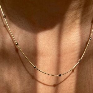 Ball Chain Necklace 14k Gold Plated Statement Jewelry